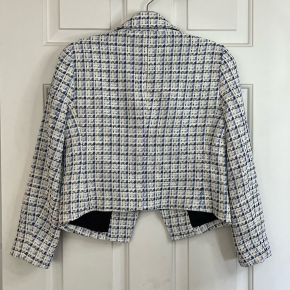 💟 CLUB MONACO Textured Cutaway Crop Single-breasted Blazer Size XS Multi - Picture 9 of 16